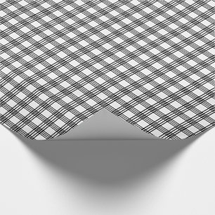 Papel de regalo blanco y negro de la tela escocesa