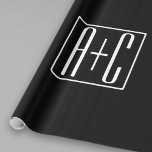 Papel De Regalo Blanco y negro | Iniciales de parejas<br><div class="desc">Perfecto para un monograma doble o incluso un logotipo. ¡Gracias por tu compra!</div>