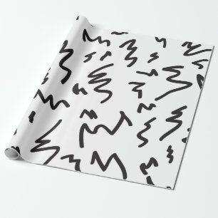 Papel De Regalo Blanco y negro moderno abstracto