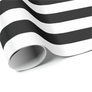 Papel De Regalo Blanco y raya negra