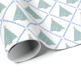 Papel De Regalo Block Print Flower Christmas Wrapping Paper