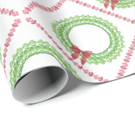 Papel De Regalo Block Print Flower Wreath Wrapping Paper