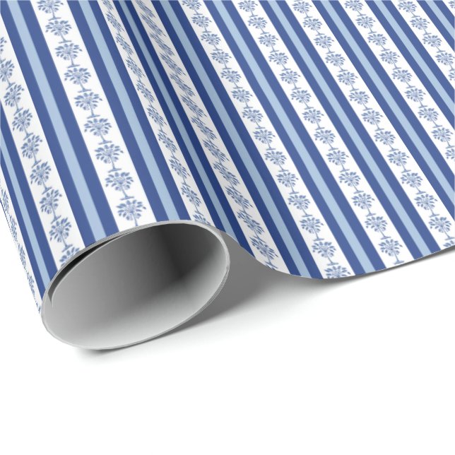 Papel De Regalo Block Print Palmetto Stripes Wrapping Paper (Esquina del rollo)