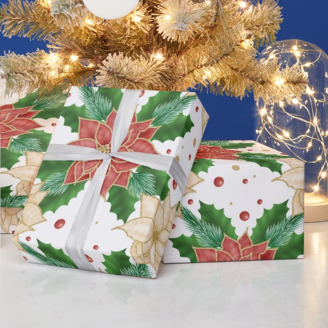 PAPEL DE REGALO BLOGS DE NAVIDADES DE RED & GOLD POINTSETTIA (Vacaciones)
