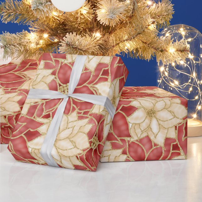 PAPEL DE REGALO BLOGS DE NAVIDADES DE RED & GOLD POINTSETTIA (Vacaciones)