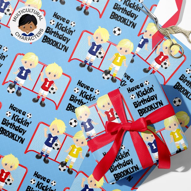 Papel De Regalo Blonde Boy Soccer Birday Personalizado (Subido por el creador)