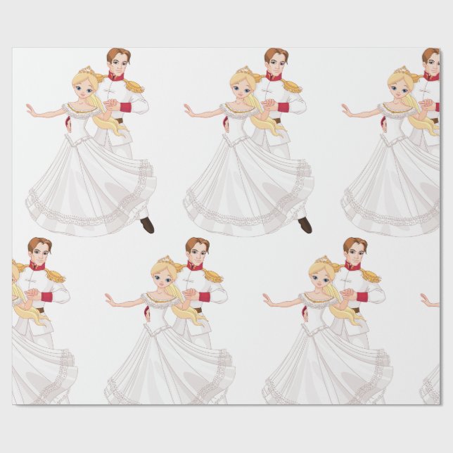 Papel De Regalo Blonde Princess and Charming Prince Fairytale (Superficie plana)