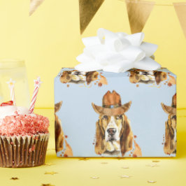 Papel De Regalo Bloodhound con el Gorra Sheriff Cowboy