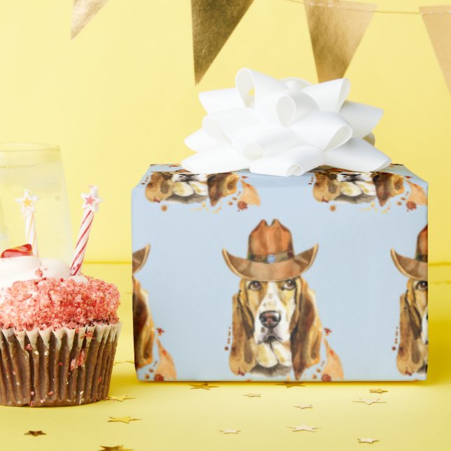 Papel De Regalo Bloodhound con el Gorra Sheriff Cowboy (Fiesta de cumpleaños )