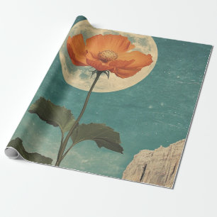 Papel De Regalo Bloom Naranja iluminado por luna - Encanto de Boho