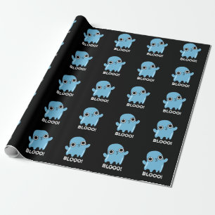 Papel De Regalo Blooo Funny Blue Ghost Pun Dark BG