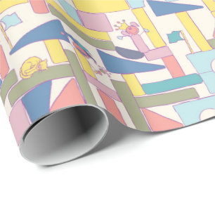 Papel De Regalo Bloque de construcción de juguetes de madera