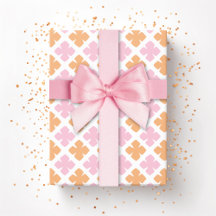 Bloque de trébol de diamante en rosa y naranja