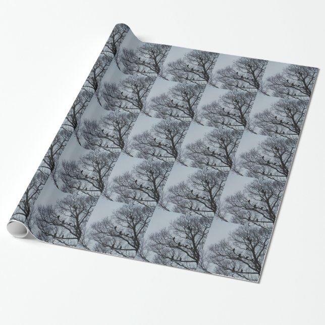 Papel De Regalo Bloqueo de buitres en un árbol de invierno (Desenrollado)