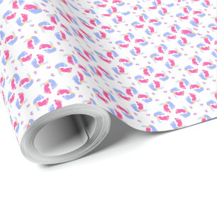 Papel De Regalo Bloques de huellas de bebé pastel rosa y azul