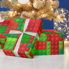 Papel De Regalo Bloques de ladrillos rojos y verdes | NAVIDADES