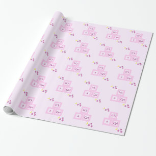 Papel De Regalo Bloques rosados y estrellas Baby Shower