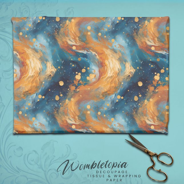 Papel De Regalo Blue and Gold Abstract Outer Space Whirl (Subido por el creador)