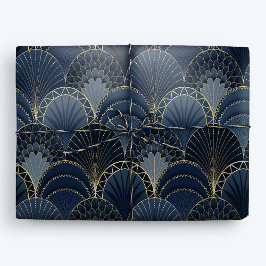 Papel De Regalo Blue and Gold Art Deco Scallop Luxury
