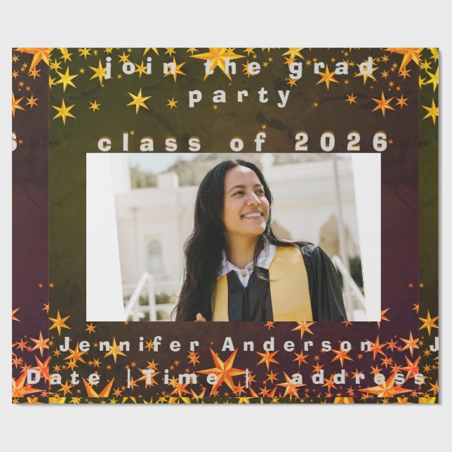 Papel De Regalo blue and gold elegant invitation (Superficie plana)