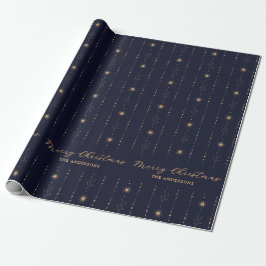 Papel De Regalo Blue And Gold Stars Feliz Navidad