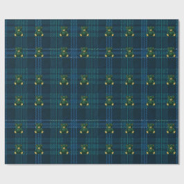 Papel De Regalo Blue and Green Plaid Teddy Bear Wrapping Paper