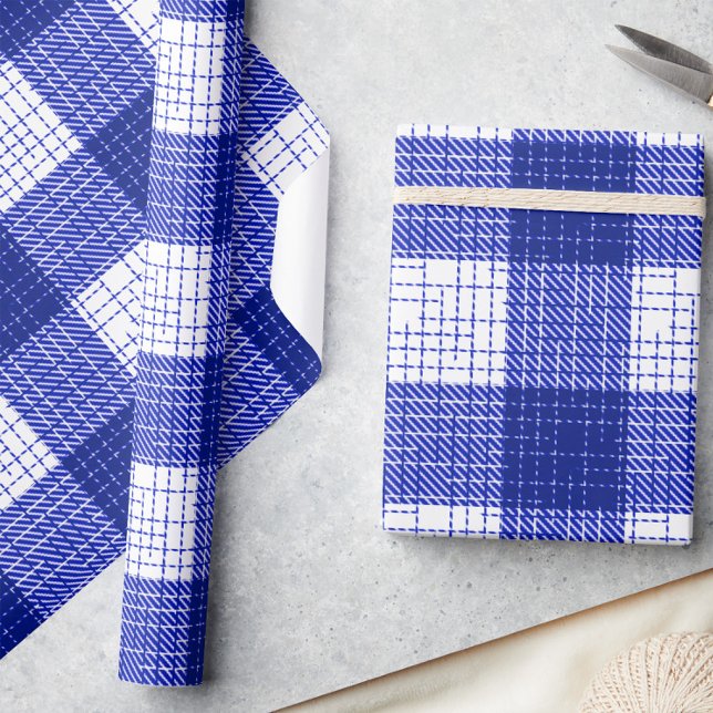 Papel De Regalo Blue and White Bold Checkered Plaid Design  (Subido por el creador)