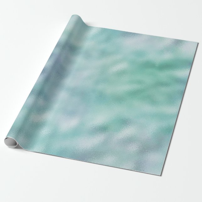 Papel De Regalo Blue Aqua Mint Ombre (Desenrollado)