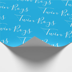 Papel De Regalo Blue Baby Boy Script Twin Boys Wraping Paper