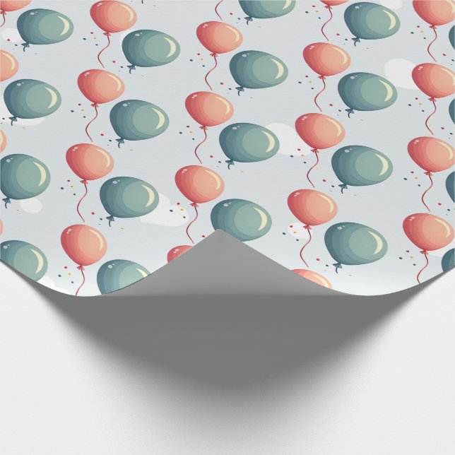 Papel De Regalo Blue Balloon Hedgehogs Celebration (Esquina)