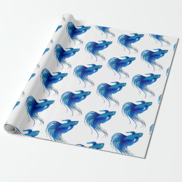 Papel De Regalo Blue Betta Fish Watercolor