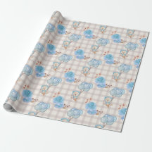 Blue Boho Bear Balloons Gingham Floral