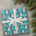 Papel De Regalo Blue Bokeh Modern Merry Christmas Photo<br><div class="desc">Haga un recuerdo único y moderno de la Navidad de los Cerezos. Si necesita mover algo,  haga clic en el botón personalizar para realizar cambios.</div>