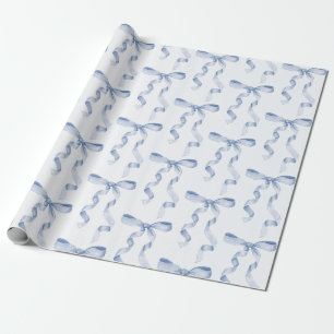 Papel De Regalo Blue Bow Baby or Bridal Shower, fiesta de cumpleañ