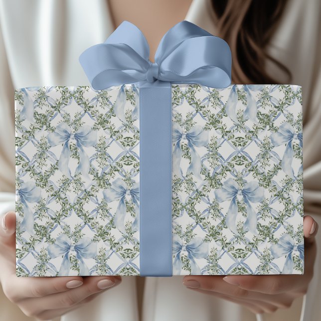 Papel De Regalo Blue Bow & Greenery (Subido por el creador)
