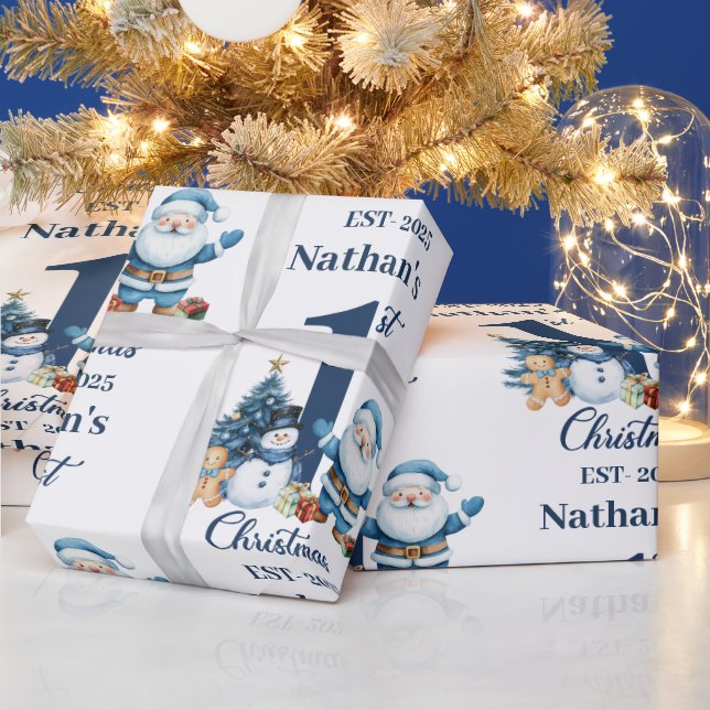 Papel De Regalo Blue Boy First Christmas (Vacaciones)