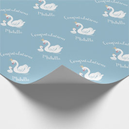 Papel De Regalo Blue Boy Swan Baby Shower