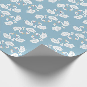 Papel De Regalo Blue Boy Swan Baby Shower