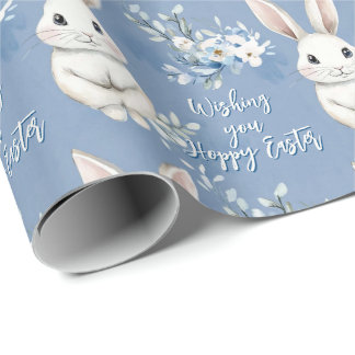 Papel De Regalo Blue Bunny Wishes – Custom Easter Wrapping Paper