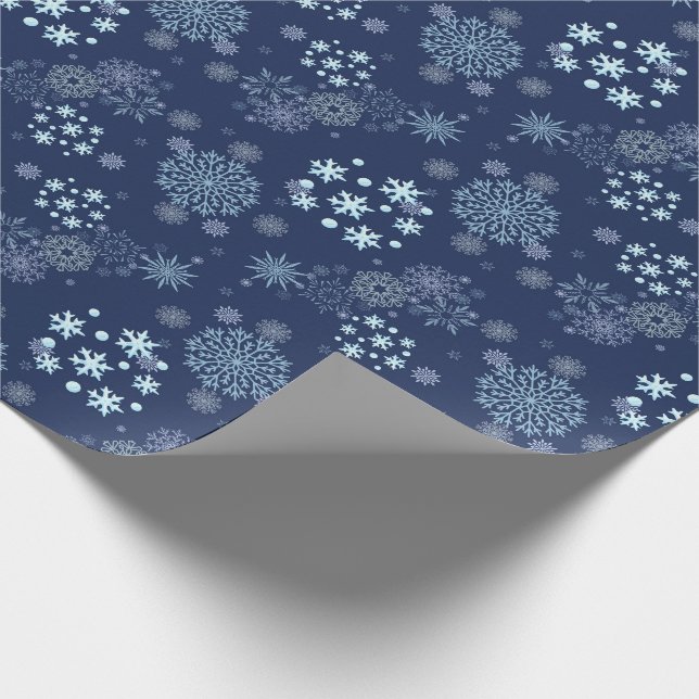 Papel De Regalo Blue Christmas Elegant Snowflake Pattern (Esquina)