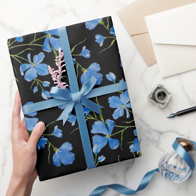 Papel De Regalo Blue Cosmos Flowers (Regalar)
