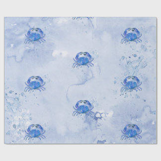 Papel De Regalo Blue Crab Watercolor