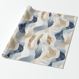 Papel De Regalo Blue Cream Ivory Abstract Waves Beach
