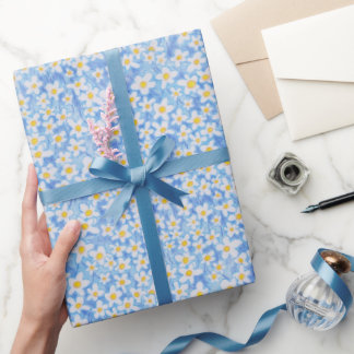 Papel De Regalo Blue Daisy Floral Pattern