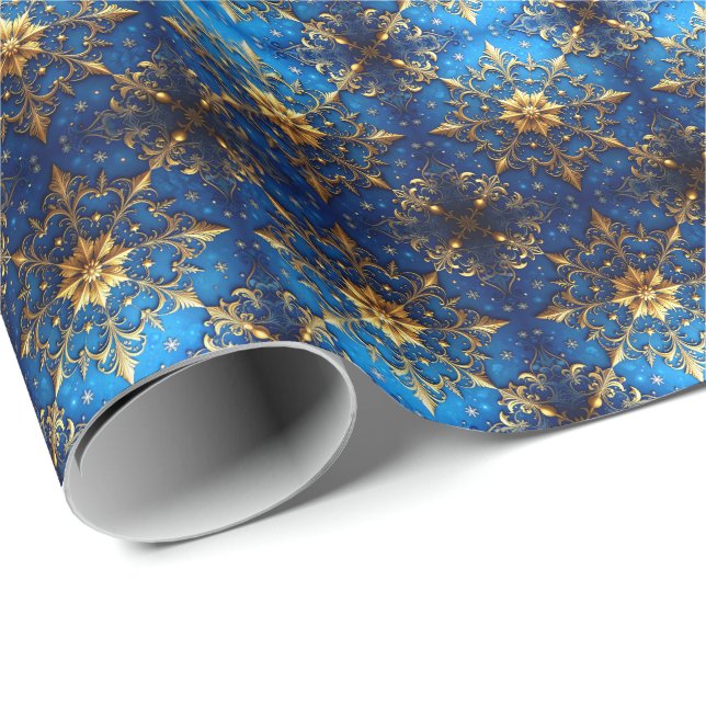 Papel De Regalo Blue Decorative Holiday Wrapping Paper (Esquina del rollo)