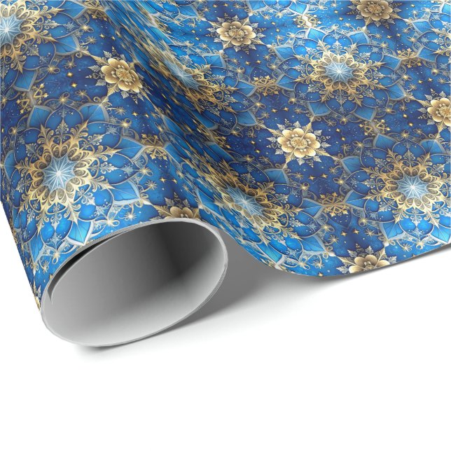 Papel De Regalo Blue Decorative Holiday Wrapping Paper (Esquina del rollo)