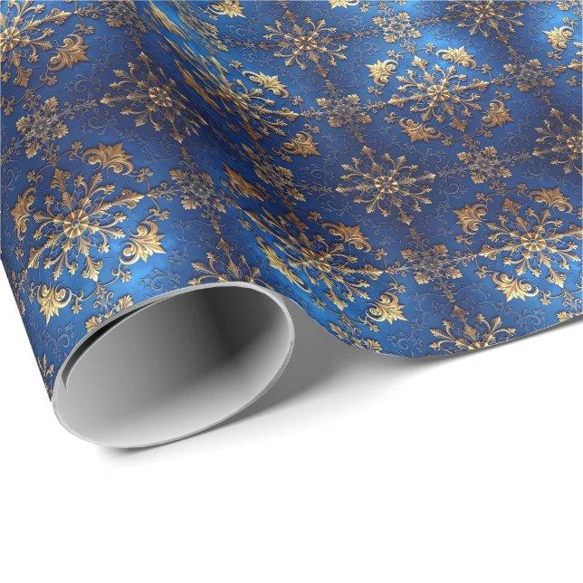 Papel De Regalo Blue Decorative Holiday Wrapping Paper (Esquina del rollo)
