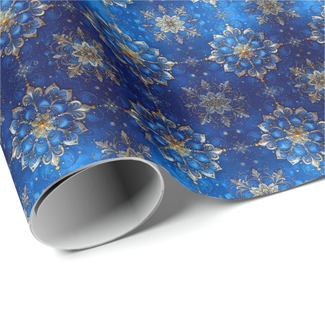 Papel De Regalo Blue Decorative Holiday Wrapping Paper (Esquina del rollo)