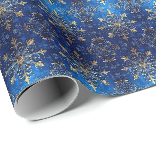 Papel De Regalo Blue Decorative Holiday Wrapping Paper (Esquina del rollo)