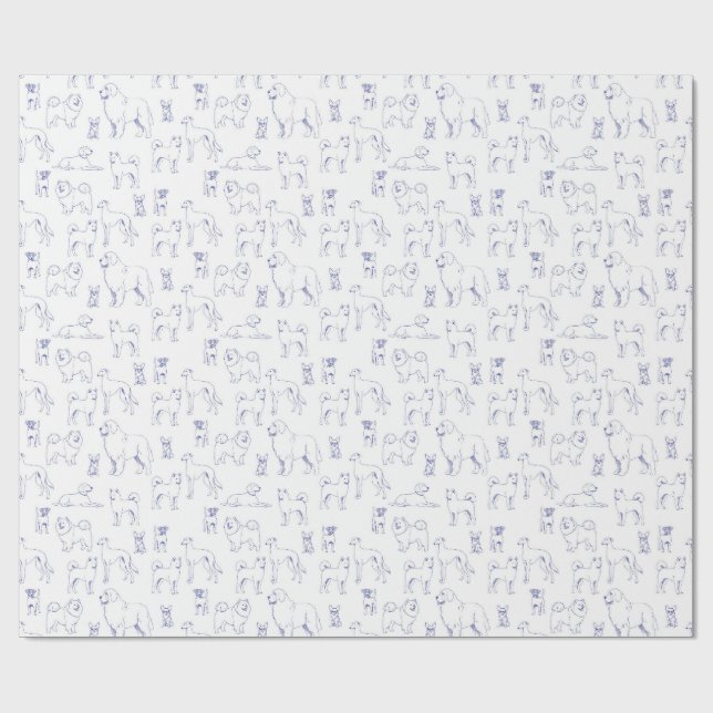 Papel De Regalo Blue Dogs Pattern (Superficie plana)